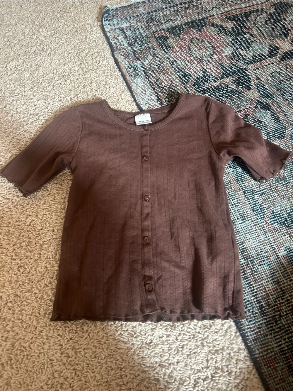 Zara Kids Short-Sleeve Crewneck Top - Brown